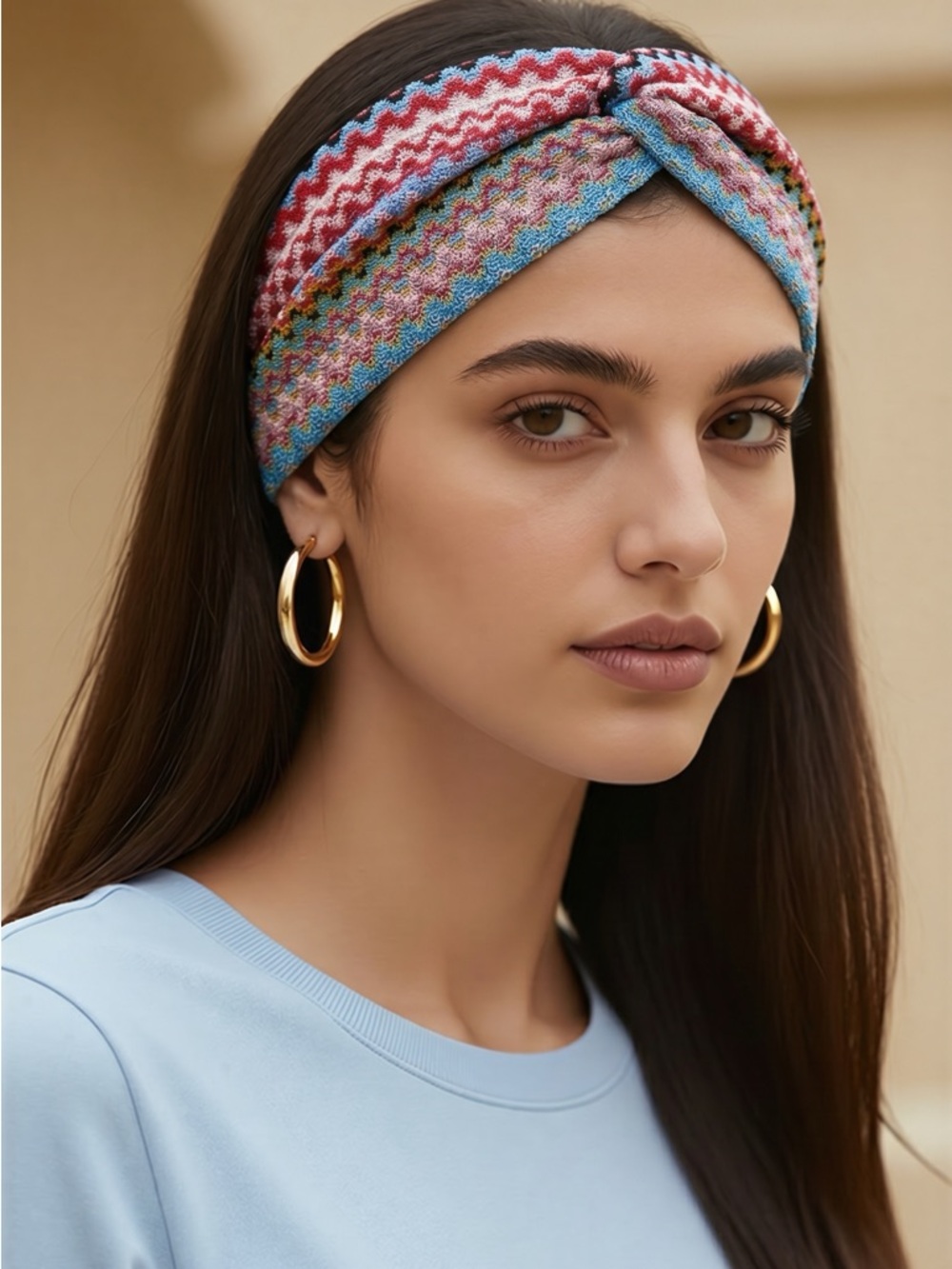 Missoni zig zag chevron multi color knit headband